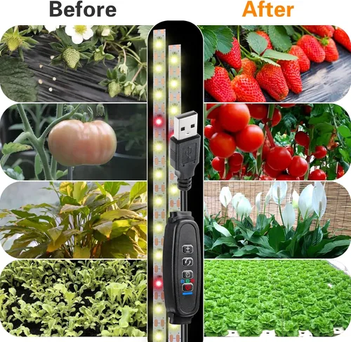 Miniatura 5 de Tira de luz de cultivo impermeable para plantas de interior, luces de cultivo de plantas de espectro completo para interiores con temporizador