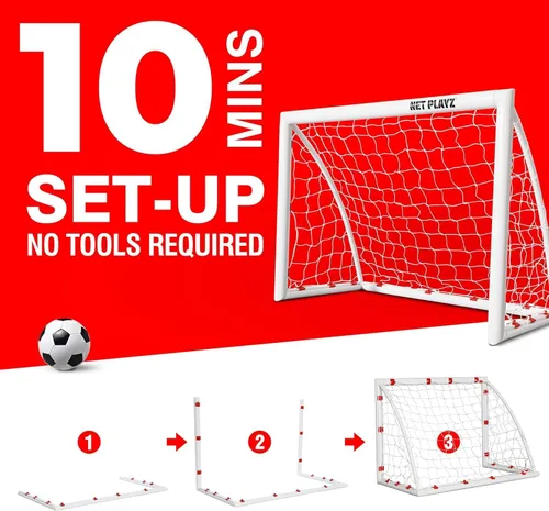Miniatura 3 de NET PLAYZ Porterías de fútbol para patio trasero, niños de 4 x 3 pies de alta resistencia Regalos de fútbol para edades de 3, 4, 5, 6, 7, 8, 9