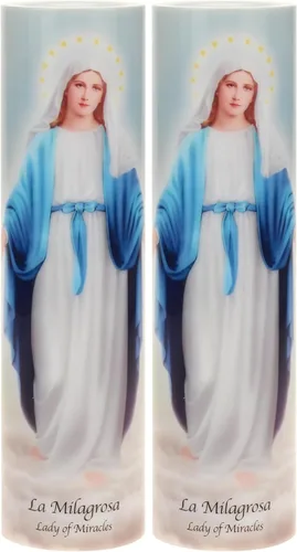 Stonebriar Señora de los milagros LED sin llama Devocional (paquete de 2)