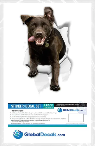 Miniatura 5 de Winston & Bear Calcomanías 3D para perros, paquete de 2, calcomanías de labrador de chocolate emocionado para pared, nevera, inodoro y más