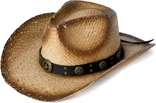 Miniatura 10 de Comhats Sombrero de paja de vaquero redondo de estilo occidental para mujer, cordón de barbilla Fedora de cuero vegano, ala moldeable, vaquera