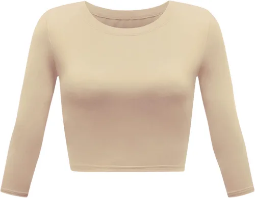 Miniatura 15 de Camiseta corta para mujer, cuello redondo, manga 3/4, casual, Y2K, linda camiseta corta para yoga