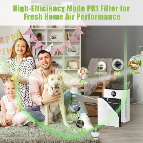 Miniatura 6 de Filtro de repuesto PR1 compatible con Mooka PR1 purificador de aire, paquete de 2 filtros H13 True HEPA para el hogar, habitación grande de hasta
