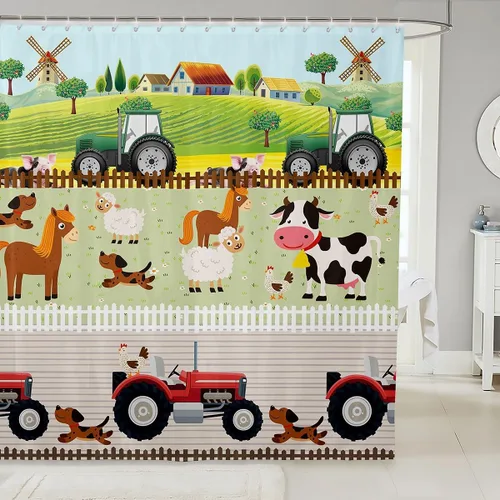 Miniatura 10 de Cortina de ducha de frutas y sandía, juego de cortina de ducha para niños y adultos, bonita cortina de baño de papaya, limón, pitaya, caricaturas