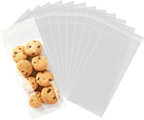 Miniatura 12 de 200 bolsas de celofán autosellantes, bolsas de galletas de 6 x 6 pulgadas, bolsas de celofán resellables autoadhesivas para panadería, galletas