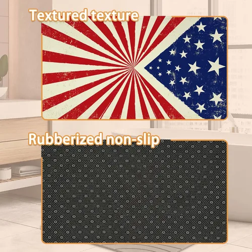 Miniatura 4 de Tapete con bandera estadounidense, 17 x 30 pulgadas, rojo, blanco, azul, antideslizante, fácil de limpiar, para interiores y exteriores