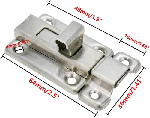 Miniatura 2 de Cerradura de pestillo deslizante 2-1/2" Perno de barril de acero inoxidable - 2 piezas