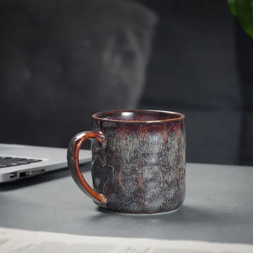 Miniatura 4 de Tazas de café de cerámica, tazas de cerámica de 12 onzas, tazas de té con asa, divertidas tazas de capuchino, aptas para lavavajillas, juego de 4