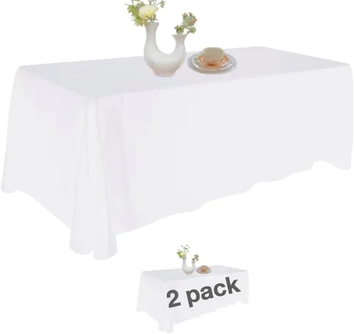 Miniatura 27 de Urby Mantel negro para mesas rectangulares de 6 a 8 pies con capacidad para 6 a 8 personas, manteles de mesa de tela para fiestas de 6 a 8 sillas