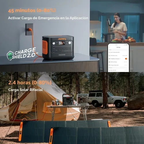 Miniatura 5 de Jackery Explorer 1000 v2 Estación de Energía Portátil, Batería LiFePO4 de 1070Wh, Salida AC de 1500W/USB-C de 100W, Carga Rápida de 1 Hora