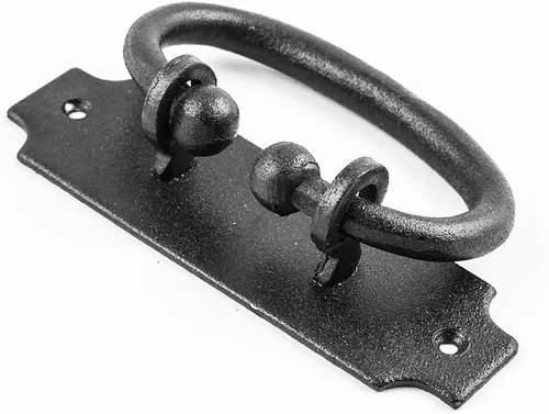Miniatura 4 de Renovators Supply Manufacturing Tiradores de gabinete de 5.25 pulgadas de hierro forjado negro con anillo para cajones y herrajes de montaje