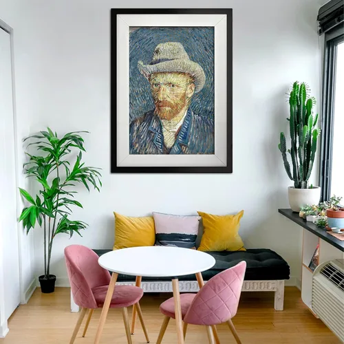 Miniatura 4 de Rompecabezas de madera de 500 piezas para adultos, pinturas famosas de Van Gogh, retrato con sombrero, retrato de Vincent Van Gogh en puntillismo