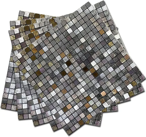 Miniatura 17 de XUANINY Azulejos de protección contra salpicaduras para cocina, baño, chimenea, mosaico de aluminio metálico autoadhesivo (12 x 12 pulgadas)