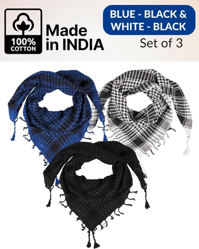 Miniatura 10 de LOVARZI Shemagh Cottons Arab Keffiyeh - Bufanda militar táctica para cabeza y cuello