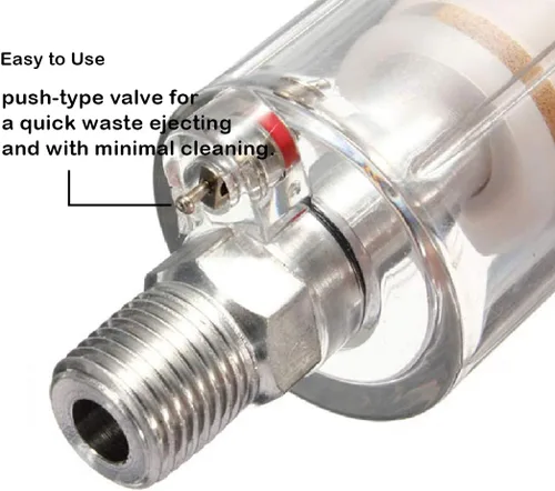 Miniatura 3 de beduan Filtro separador de aceite de agua, filtro NPT macho y hembra de 1/4 de pulgada para pistola rociadora de hilo de aire (2 unidades)