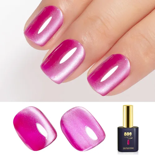 Miniatura 44 de YTD Likomey Juego de esmaltes de uñas de gel Cat Eye, 8 colores de verano con purpurina magnética de cristal con barra magnética, plateado, verde