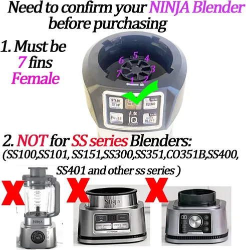 Miniatura 2 de Cuchilla de repuesto para licuadora macho de 7 aletas y vasos de 24 onzas compatibles con Ninja Auto iQ Blender [4 pulgadas macho 7 aletas solamente]