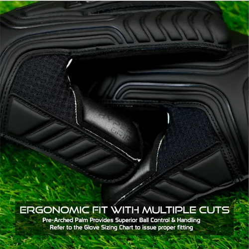 Miniatura 6 de Guantes de portero Renegade GK Vulcan con protección antimicrobiana (tallas 6-11, 4 estilos, nivel 3) Protectores de dedos Pro-Tek y agarre Hyper