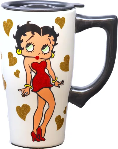 Spoontiques - Tazas de viaje de cerámica - Taza Betty Boop - Para bebidas calientes o frías - Regalo para amantes del café