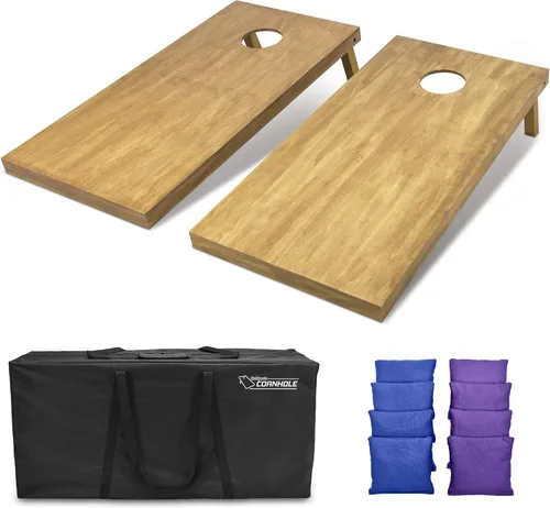 Miniatura 93 de GoSports 4 ft x 2 ft Regulation Size Wooden Cornhole Boards Set with Light Brown Finish - Includes Carrying Case and Bean Bags Negro- gris