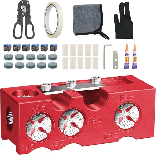 Miniatura 8 de Moldeador de punta de taco de billar 11 en 1, kit de repuesto de puntas de taco de piscina, puntas de taco de piscina, herramienta de punta de taco