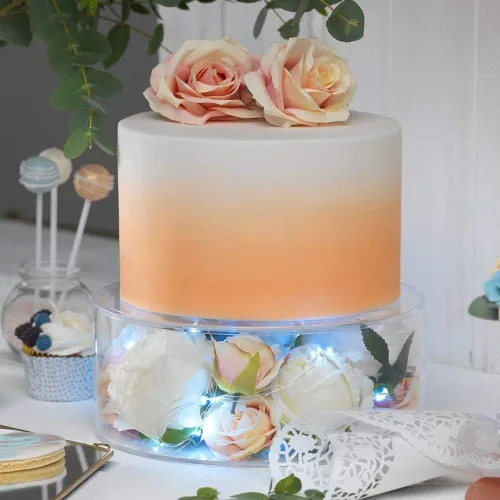 Miniatura 7 de Choowin 2 soportes acrílicos para tartas con tapa, soporte flotante transparente para tartas, soporte redondo para tartas, soporte redondo