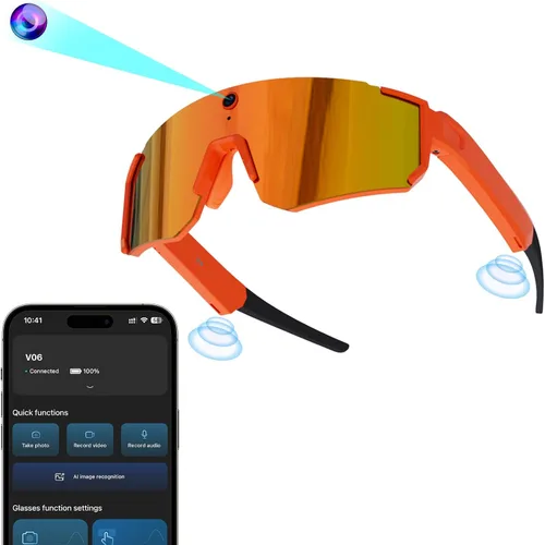 Miniatura 10 de Gafas de cámara AI Pro de 32 MP – Gafas de grabación con estabilización EIS de 6 ejes, asistente de voz ChatGPT, impermeable IP56, cancelación