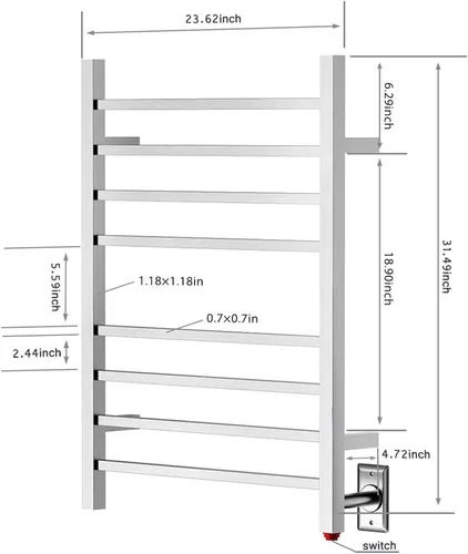 Miniatura 5 de HEATGENE Calentador de toallas, calentador de toallas calentado, calentador de toallas eléctrico montado en la pared/enchufable para baño, toalleros