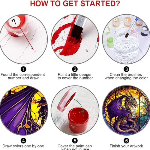 Miniatura 7 de KICHANG 4 paquetes de pintura por números para adultos, pintura al óleo acrílica de animales por números sobre lienzo, kits de pintura para adultos