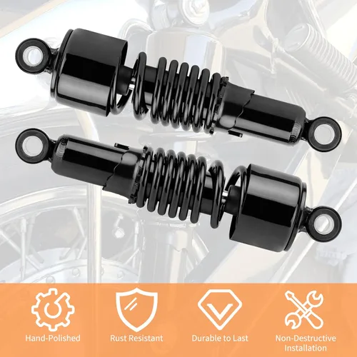 Miniatura 3 de Amortiguadores traseros para motocicleta de 10.5 pulgadas/10.512 in, kit de suspensión trasera negra, repuesto para Harley Sportster Iron XL 883