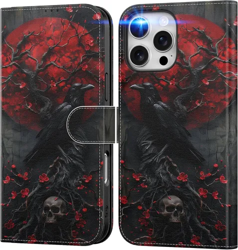 Miniatura 15 de DEENAKIN Funda tipo cartera para iPhone 15 con tarjetero + clip para efectivo, bloqueo RFID, protección contra caídas de grado militar y obras