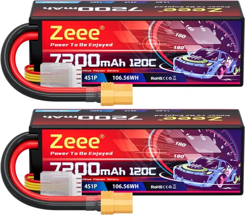 Zeee 4S Lipo Battery 7200mAh 14.8V 120C Estuche rígido Batería RC con conector XT90 para 1/8 Buggy RC Car Truck Tank RC Truggy Racing Modelos