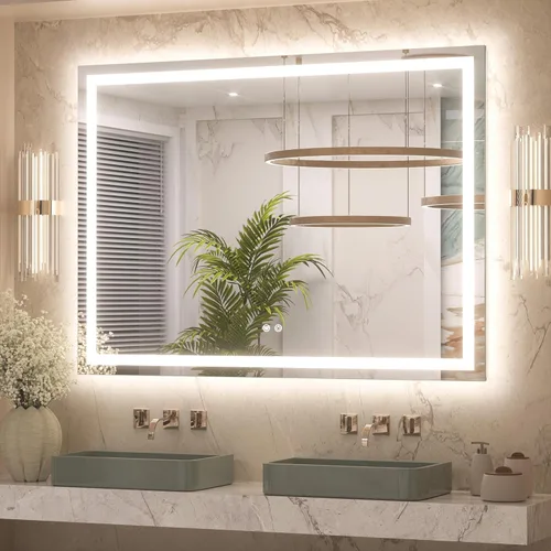 Miniatura 18 de Keonjinn - Espejo de baño LED de 24x32 pulgadas con luz, iluminación frontal y trasera, espejos iluminados para la pared del baño con luces