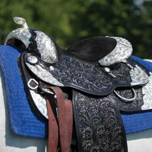 Miniatura 2 de Billy Royal Sedona Western Show Sillín Ideal para caballos de respaldo más corto Calidad hecha a mano Chapado en plata de ley Garantiza