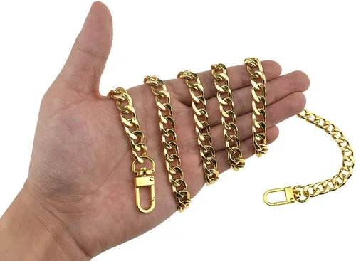 Miniatura 33 de HAHIYO Correa metálica de cadena para bolso de 43.3' de oro para bolso cruzado, bandolera y bolso de mano, cómoda y plana de 0.4' de ancho, extra