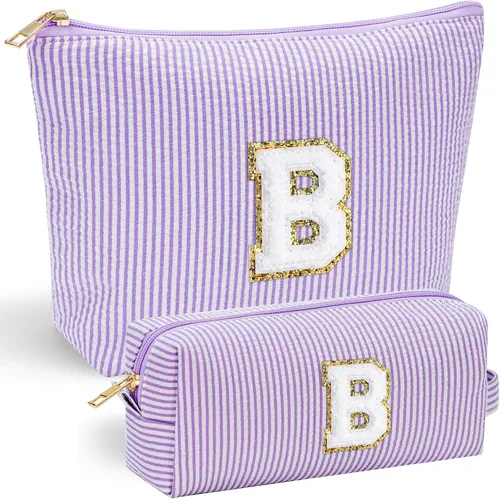 Miniatura 43 de YOOLIFE Regalos del Día de la Madre para mujeres, bolsa de maquillaje con inicial, bolsa de cosméticos, bolsa de maquillaje de viaje, regalos Rosado