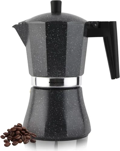Magefesa Onix - Olla de café expreso de 9 tazas, cafetera italiana de acero inoxidable y aluminio, compatible con todas las estufas