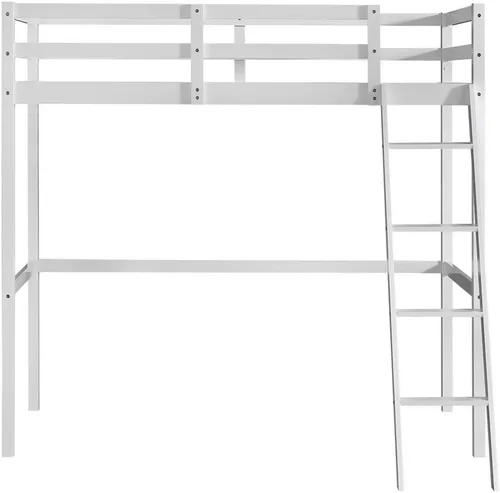 Miniatura 7 de JOYMOR Base de cama alta de madera tamaño individual para niños, jóvenes, adolescentes, adultos, cama individual, no necesita somier, color blanco