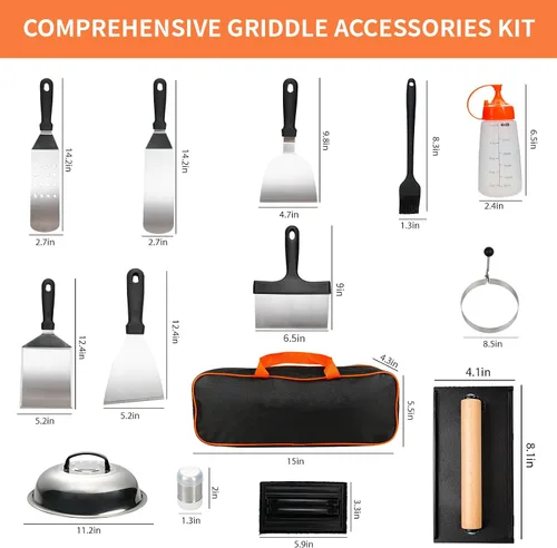 Miniatura 2 de Juego de herramientas para parrilla de barbacoa resistente, kit de accesorios de parrilla de acero inoxidable para asar al aire libre