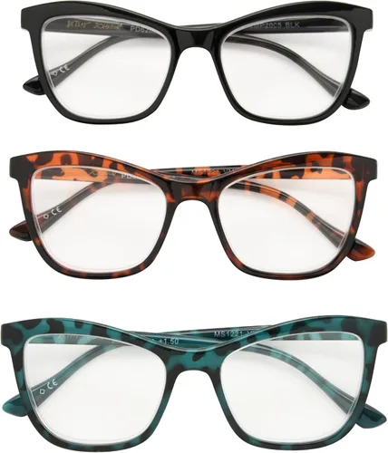 Miniatura 3 de Betsey Johnson Women's Telcroc 3 Pack Reading Glasses Way, Black, Tortoise, Teal Tortise, 1.5X + 1.5