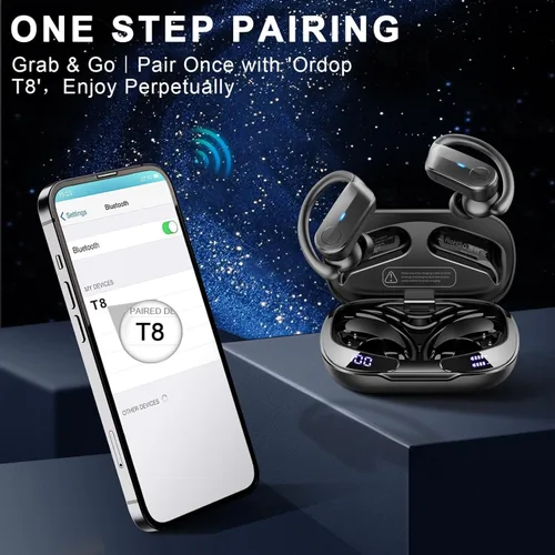 Miniatura 7 de Auriculares inalámbricos, auriculares deportivos Bluetooth 5.4 IPX8 impermeables, 70H con sonido de graves profundos, 4 micrófonos ENC