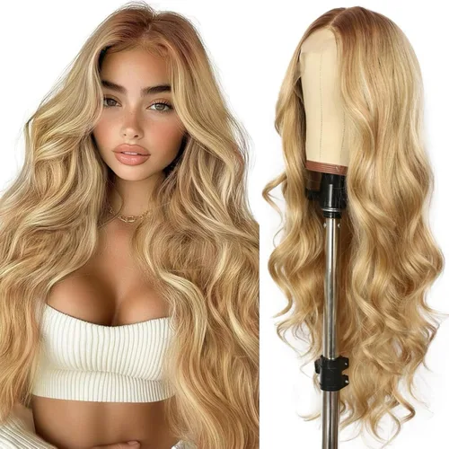 Miniatura 21 de SAPPHIREWIGS Peluca rubia con encaje frontal, pelucas largas y onduladas para mujer, pelucas de color rubio ceniza, resistentes al calor, para Mix