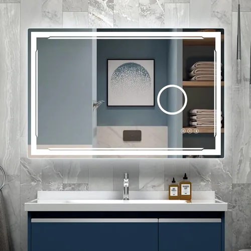 Miniatura 8 de Espejo de baño LED de 24 x 32 pulgadas con luces, altavoz Bluetooth integrado, antivaho regulable, 3 ajustes de luces retroiluminados + iluminación
