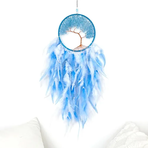 Miniatura 11 de Atrapasueños, árbol de la vida rosa atrapasueños, decoración de pared con piedra de cristal curativo natural, cristal rosa perfecto hecho a mano