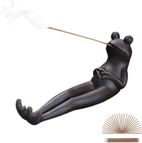 Miniatura 11 de ChangWanna Soporte multifuncional para incienso de rana 4 en 1, soporte de Palo Santo, soporte de salvia, soporte de incienso de cerámica