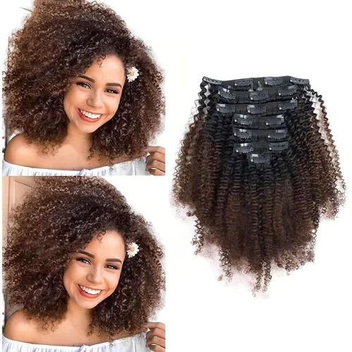 Miniatura 10 de ABH AMAZINGBEAUTY HAIR Extensiones de cabello humano real con clip, 4A 4B, rizado con clip, 4.23 oz, 7 piezas, 17 clips, 4.23 oz, color negro #1B