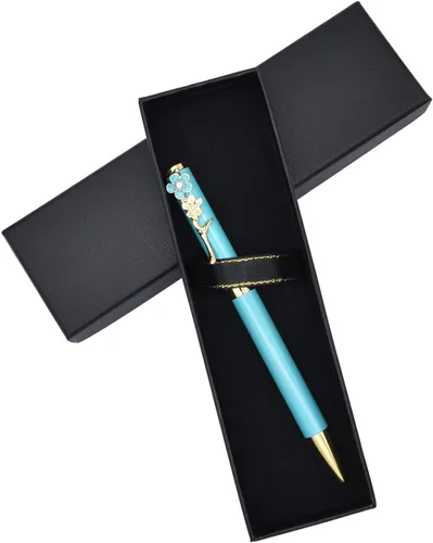Miniatura 7 de Gullor Bolígrafo de laca negra con estuche de negocios, bolígrafo de metal retráctil ejecutivo de lujo para hombres y mujeres, oficina ejecutiva Azul