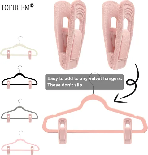 Miniatura 2 de TOFIIGREM Clips de terciopelo rosa claro, 20 unidades, clip de terciopelo antideslizante para pantalones y faldas de terciopelo, clips fuertes
