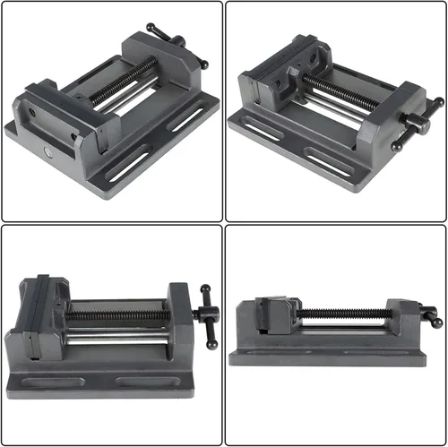 Miniatura 3 de findmall Tornillo de prensa de taladro de perfil bajo resistente con base estacionaria para taladrar roscado y escariado