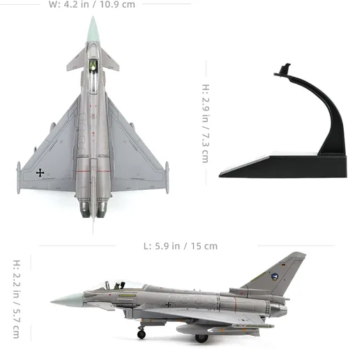 Miniatura 2 de NUOTIE 1/100 Eurofighter Typhoon EF-2000 German Jet Fighter Modelo de avión fundido a presión para colección de exhibición o regalo